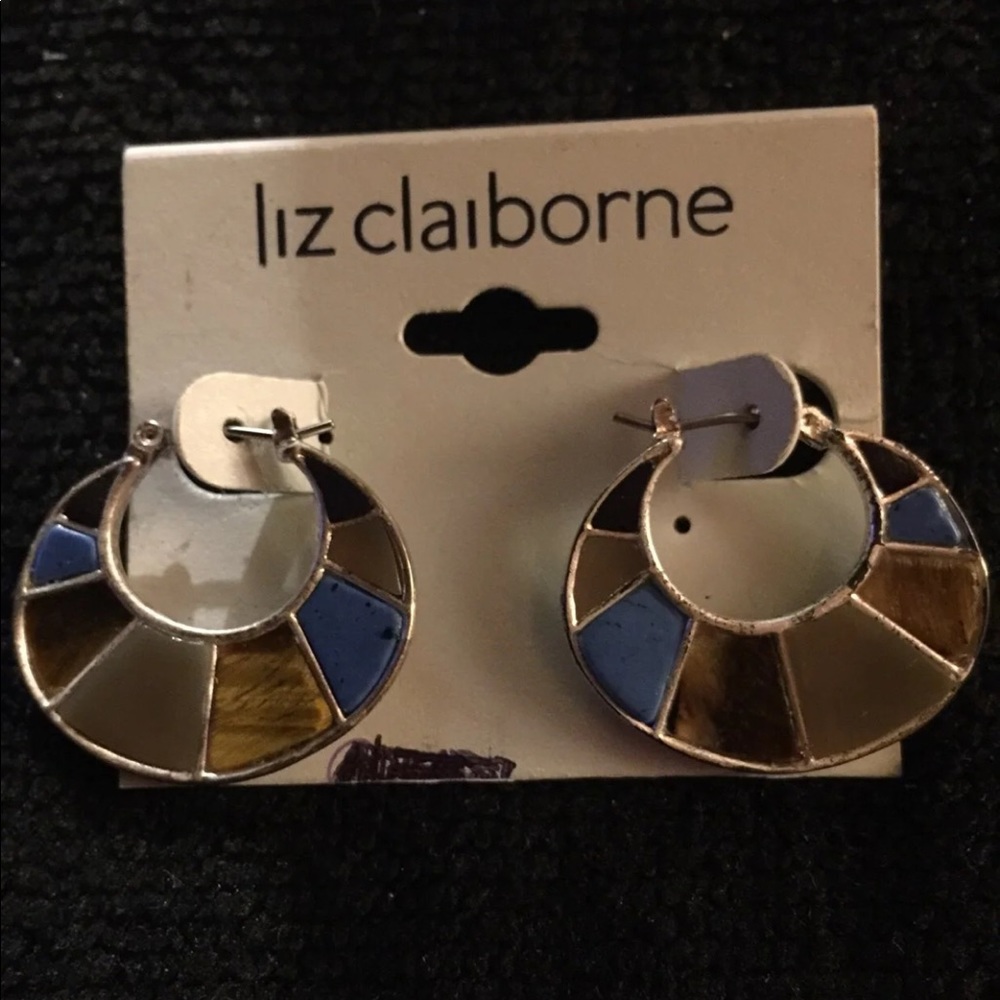 Liz Claiborne Stone Hoop Earrings - never worn